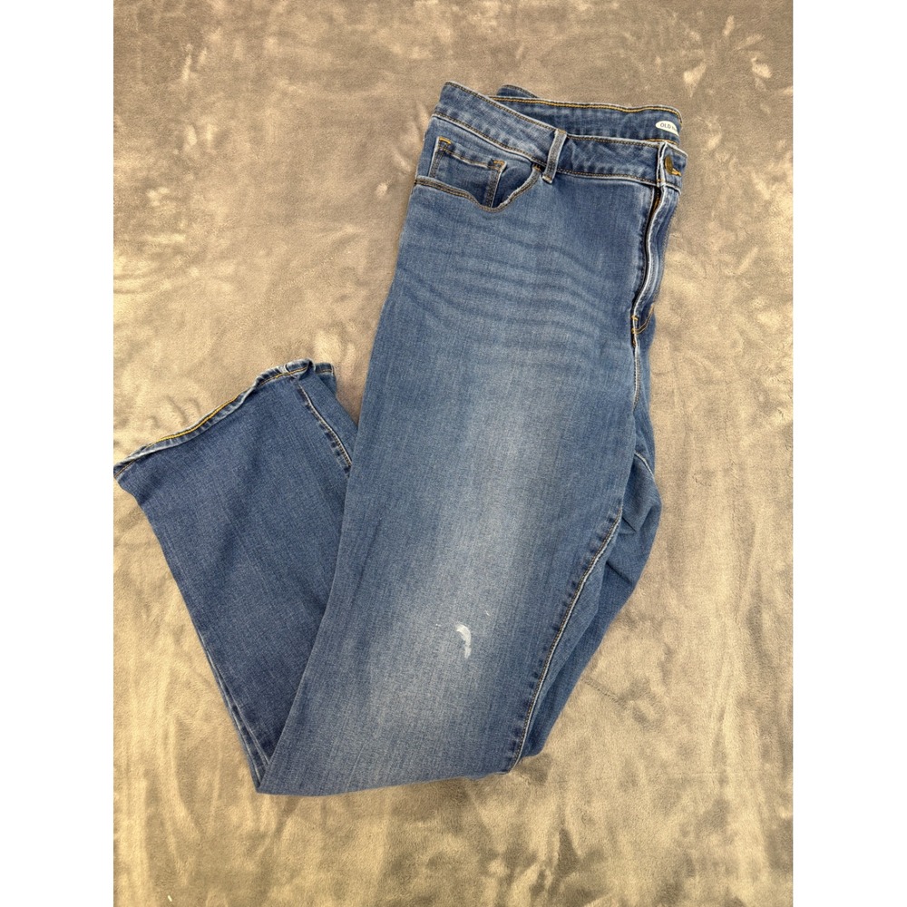 Old Navy Kick Boot-Cut Mid-Rise Jeans Medium Wash Blue Denim Women Size 16 0082
